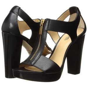 MICHAEL Michael Kors Black Leather Berkley Sandal